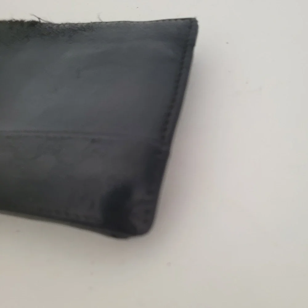 Gucci Mens Bifold Wallet Black Leather GG Guccissima Logo Coin Pocket AS IS